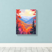 Autumn Hills | 秋の葉 紅葉 水彩画 キャンバスプリント (インサイチュ (ウッドフロア))