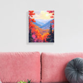 Autumn Hills | 秋の葉 紅葉 水彩画 キャンバスプリント (インサイチュ (リビング))