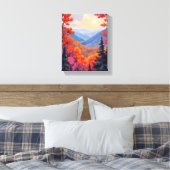 Autumn Hills | 秋の葉 紅葉 水彩画 キャンバスプリント (インサイチュ (寝室))