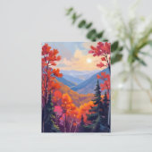 Autumn Hills | 秋の葉 紅葉 水彩画 ポストカード (スタンド正面)