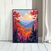 Autumn Hills | Fall Leaves Foliage Watercolor ポスター