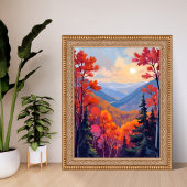 Autumn Hills | Fall Leaves Foliage Watercolor ポスター