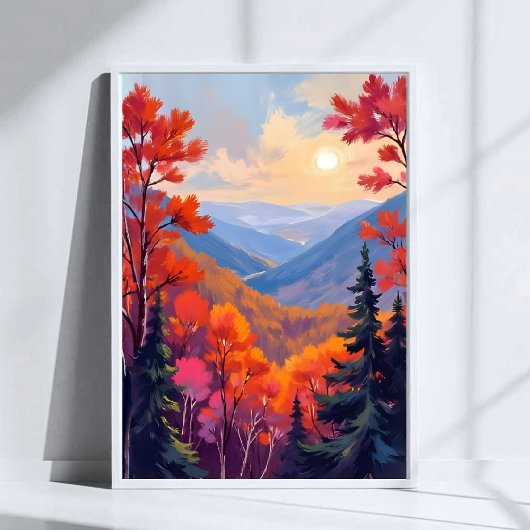 Autumn Hills | Fall Leaves Foliage Watercolor ポスター