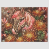 Autumn Horse Floral Chrysanthemums Decoupage 薄葉紙 (正面)