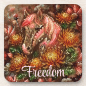 Autumn Horse Floral Chrysanthemums Personalized コースター (正面)