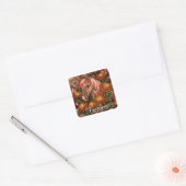 Autumn Horse Floral Chrysanthemums Personalized スクエアシール (封筒)