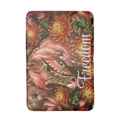 Autumn Horse Floral Chrysanthemums Personalized バスマット (正面縦)