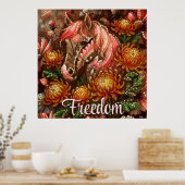 Autumn Horse Floral Chrysanthemums Personalized ポスター (キッチン)