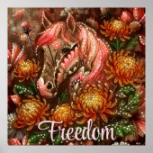 Autumn Horse Floral Chrysanthemums Personalized ポスター (正面)