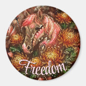 Autumn Horse Floral Chrysanthemums Personalized マグネット (正面)