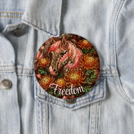 Autumn Horse Floral Chrysanthemums Personalized 缶バッジ