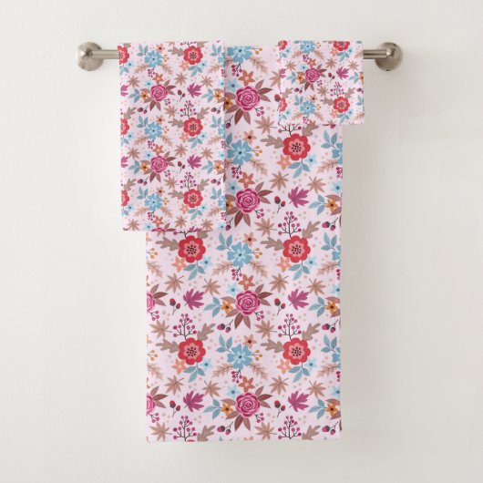 Autumn Inspired Roses Pattern Print Bath Towel Set バスタオルセット (インサイチュ)