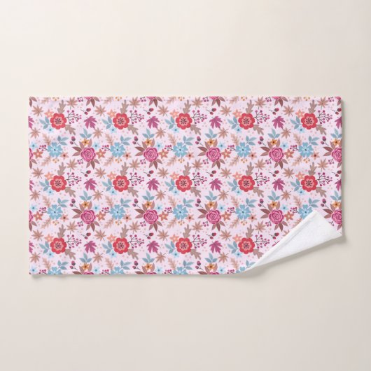 Autumn Inspired Roses Pattern Print Bath Towel Set バスタオルセット (ハンドタオル)