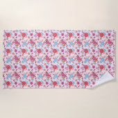 Autumn Inspired Roses Pattern Print Beach Towel ビーチタオル (正面)
