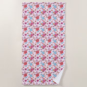 Autumn Inspired Roses Pattern Print Beach Towel ビーチタオル (正面)