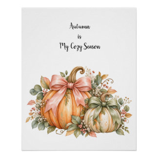 Autumn Is My Cozy Season – Aquarell Herbst Poster ポスター