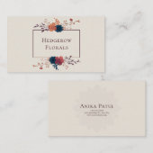 Autumn Jewel Tone Floral and Copper Frame Elegant 名刺 (正面/裏面)