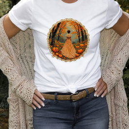 Autumn Lady in Pumpkin Forest Doily Tシャツ