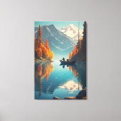 Autumn Lake Fishing | Mountain Wall Art キャンバスプリント (正面)