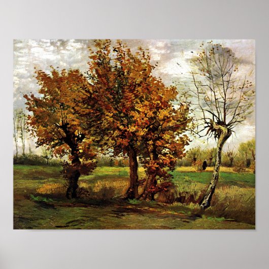 Autumn Landscape Four Trees Van Gogh Fine Art ポスター (正面)