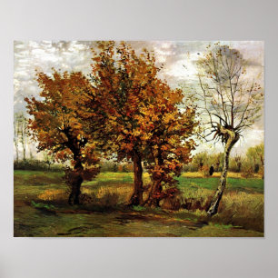 Autumn Landscape Four Trees Van Gogh Fine Art ポスター