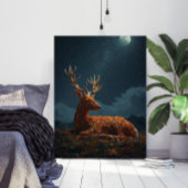 Autumn Leaf Deer Sleeping Under Stars Poster  ポスター