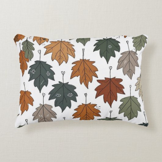Autumn Leaf  Doodle accent Pillow アクセントクッション (正面)
