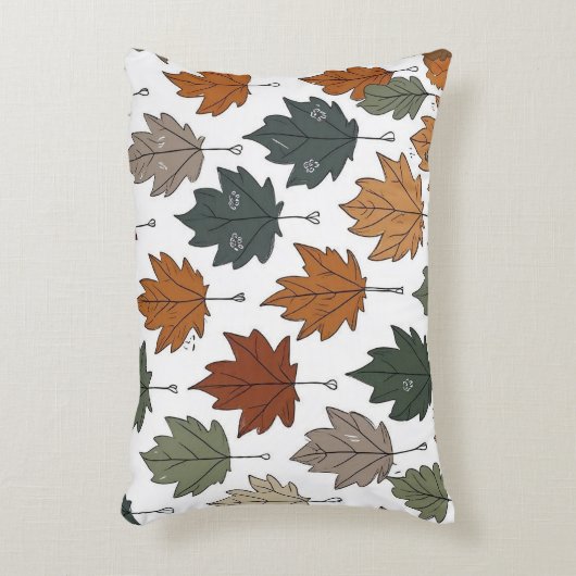 Autumn Leaf Doodle accent Pillow アクセントクッション (正面(垂直))