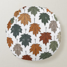 Autumn Leaf Doodle Round Pillow ラウンドクッション