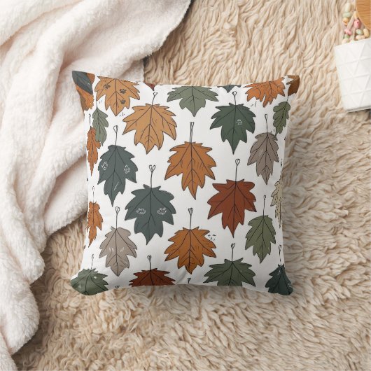 Autumn Leaf  Doodle Throw Pillow クッション (ブランケット)