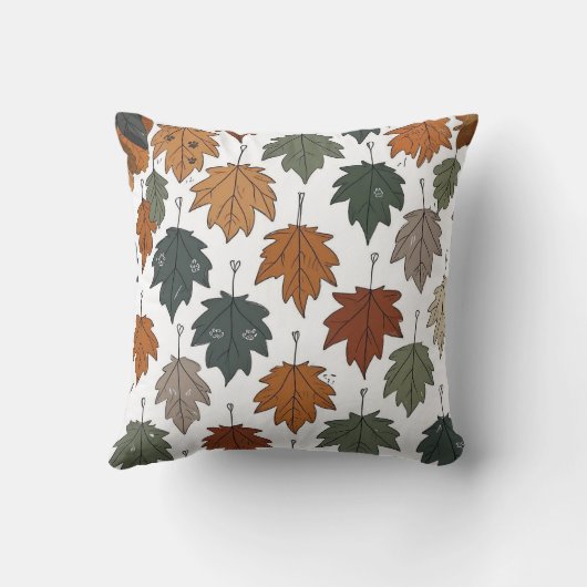 Autumn Leaf  Doodle Throw Pillow クッション (裏面)