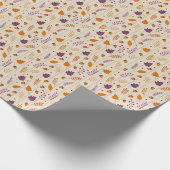 Autumn Leaf Gift Wrap in Soft Lavender and Rust ラッピングペーパー (角)
