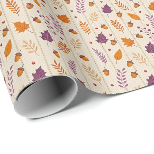 Autumn Leaf Gift Wrap in Soft Lavender and Rust ラッピングペーパー (ロールコーナー)