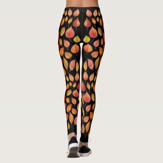 Autumn Leaf Pattern Leggings – Fall Foliage Design レギンス (裏面)
