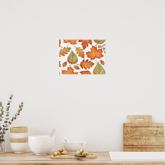 Autumn Leaf Seamless Pattern ポスター (キッチン)