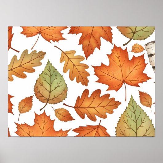 Autumn Leaf Seamless Pattern ポスター (正面)