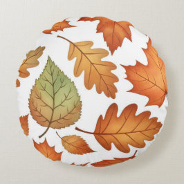 Autumn Leaf Seamless Pattern ラウンドクッション
