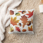 Autumn Leaves & Acorns Pattern Pillow クッション (ブランケット)