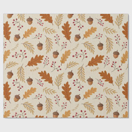 Autumn Leaves and Acorns Pattern ラッピングペーパー