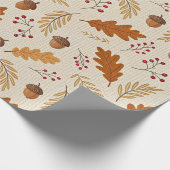 Autumn Leaves and Acorns Pattern ラッピングペーパー (角)