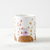 Autumn Leaves and Graceful Cat Personalized Mug コーヒーマグカップ (中央)