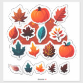 Autumn Leaves and Pumpkins Sticker Set シール (シート)