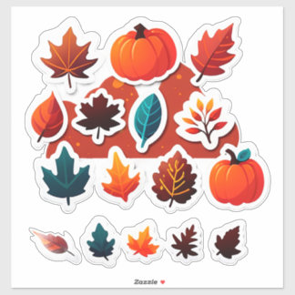 Autumn Leaves and Pumpkins Sticker Set シール