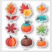 Autumn Leaves and Pumpkins Sticker Set シール (シート)