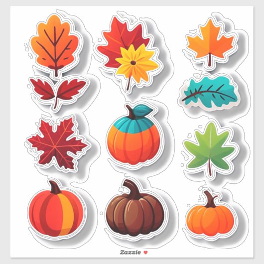 Autumn Leaves and Pumpkins Sticker Set シール (シート)