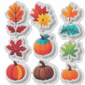 Autumn Leaves and Pumpkins Sticker Set シール (正面)