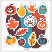 Autumn Leaves and Pumpkins Sticker Set シール (シート)