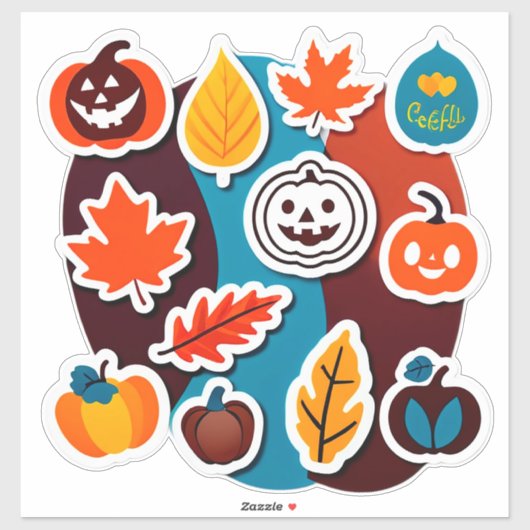 Autumn Leaves and Pumpkins Sticker Set シール (シート)