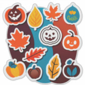 Autumn Leaves and Pumpkins Sticker Set シール (正面)