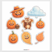 Autumn Leaves and Pumpkins Sticker Set シール (シート)